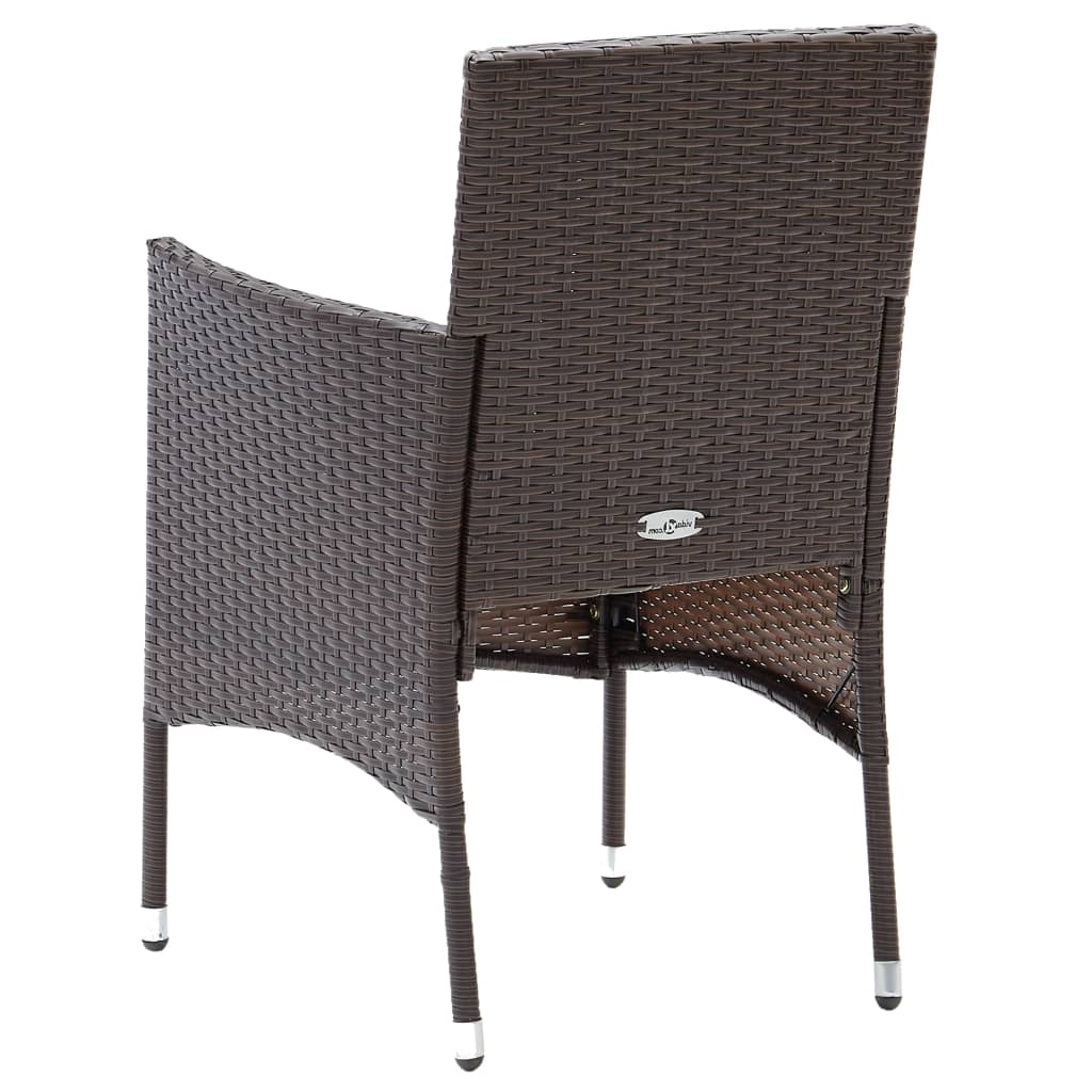 vidaXL 3 Piece Garden Dining Set Poly Rattan and Tempered Glass Brown