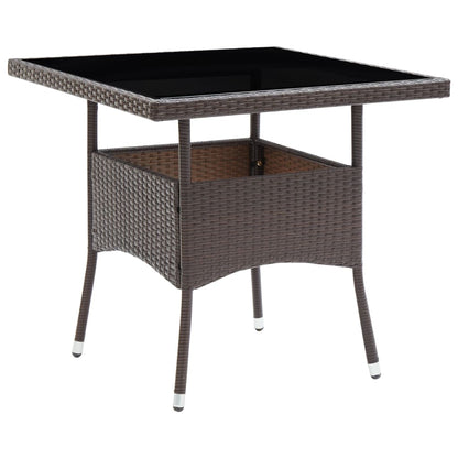 vidaXL 3 Piece Garden Dining Set Poly Rattan and Tempered Glass Brown