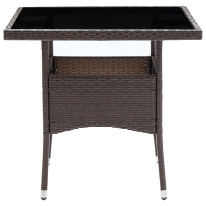 vidaXL 3 Piece Garden Dining Set Poly Rattan and Tempered Glass Brown