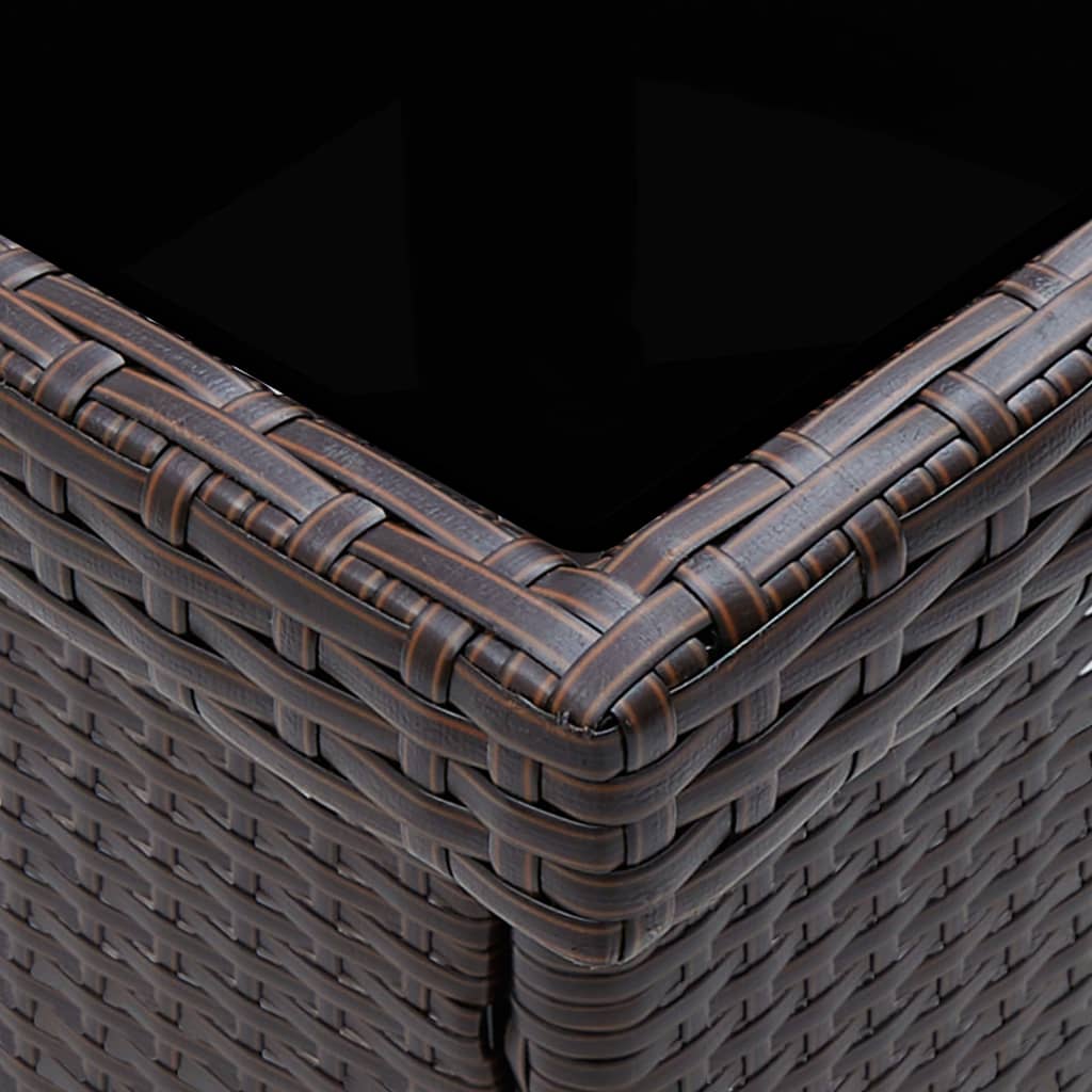 vidaXL 3 Piece Garden Dining Set Poly Rattan and Tempered Glass Brown
