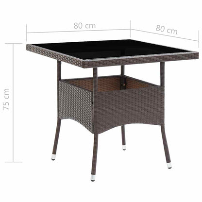 vidaXL 5 Piece Garden Dining Set Poly Rattan and Tempered Glass Brown