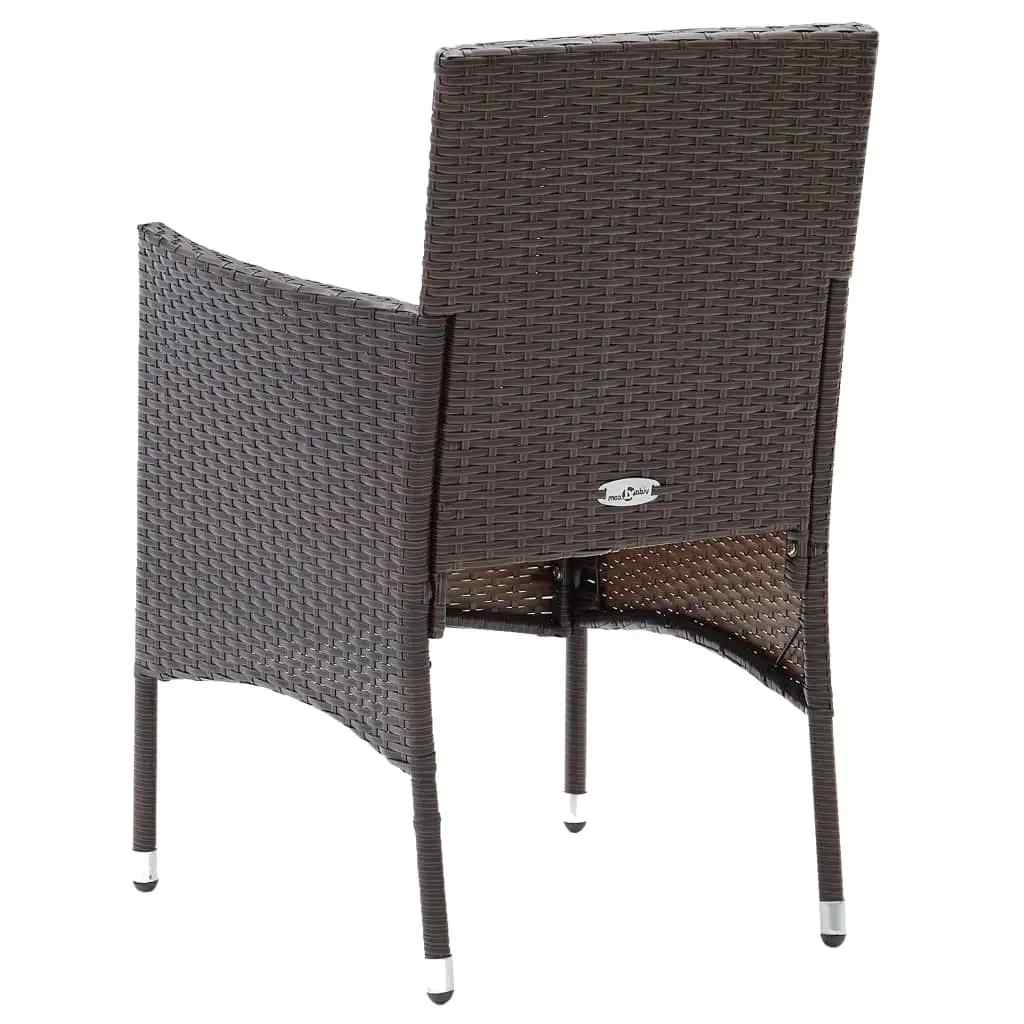 vidaXL 5 Piece Garden Dining Set Poly Rattan and Tempered Glass Brown
