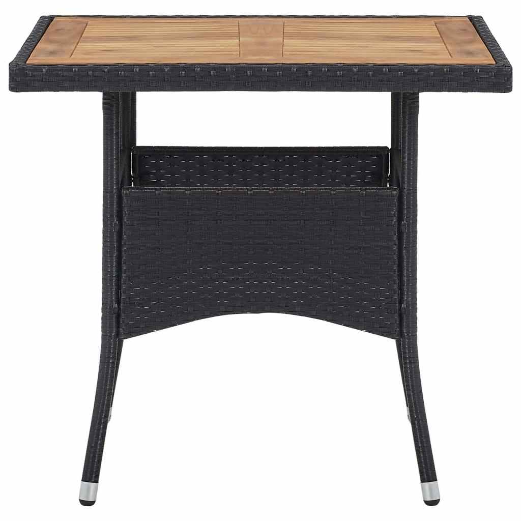 vidaXL 5 Piece Garden Dining Set Poly Rattan and Solid Wood Black