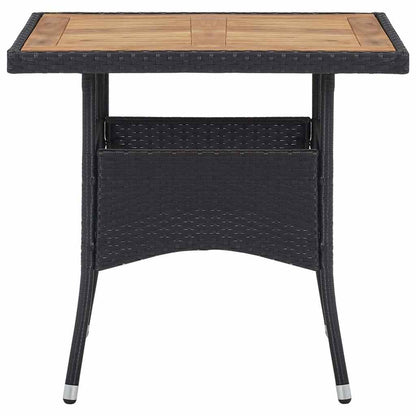vidaXL 5 Piece Garden Dining Set Poly Rattan and Solid Wood Black