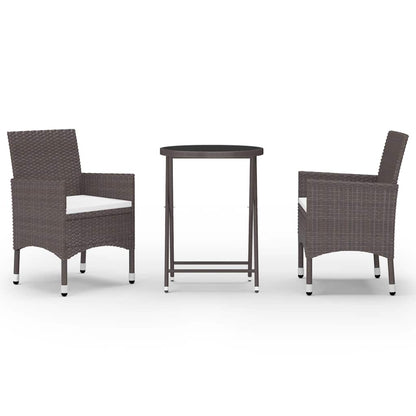 vidaXL Garden Bistro Set | Brown | Poly rattan | Medium | Removable Covers