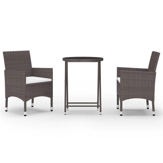 vidaXL Garden Bistro Set | Brown | Poly rattan | Medium | Removable Covers