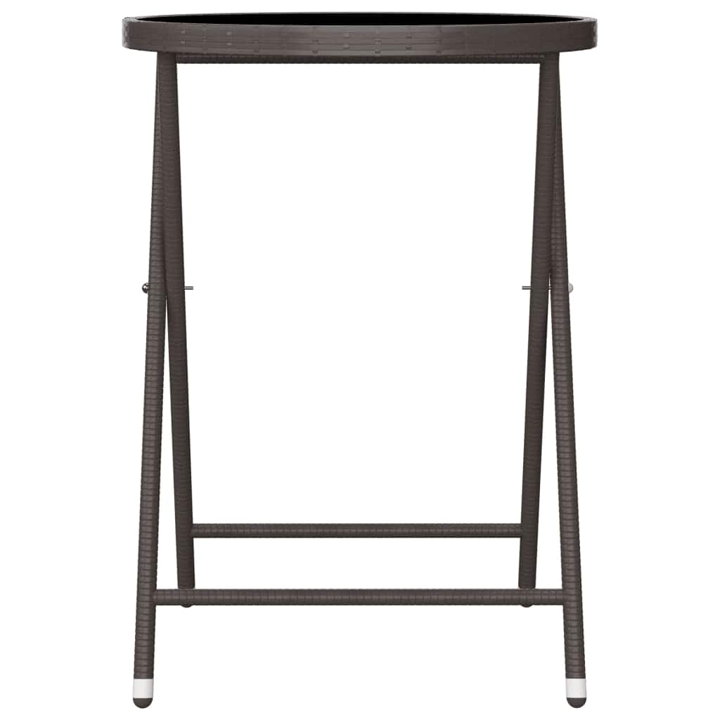 vidaXL 3 Piece Garden Bistro Set Poly Rattan and Tempered Glass Brown