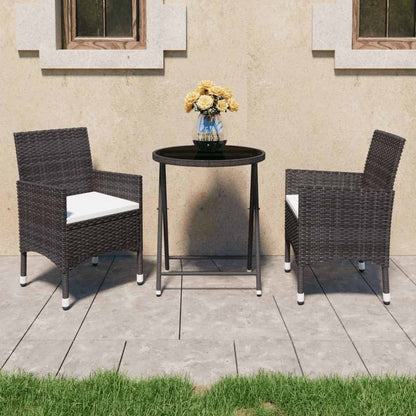 vidaXL Garden Bistro Set | Brown | Poly rattan | Medium | Removable Covers