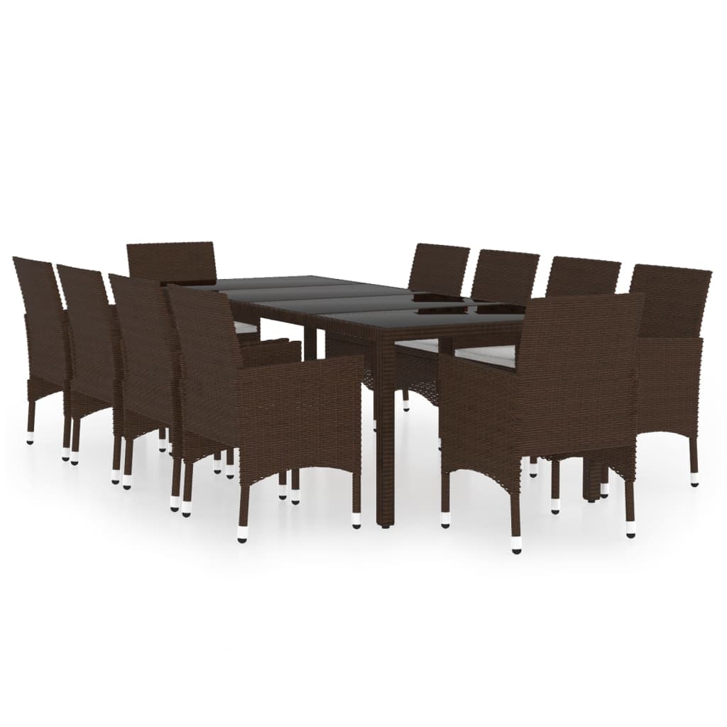 vidaXL Garden Dining Set | Brown | Poly rattan | Large | Stackable
