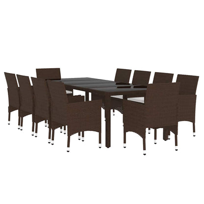 vidaXL Garden Dining Set | Brown | Poly rattan | Large | Stackable