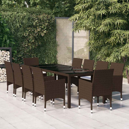 vidaXL Garden Dining Set | Brown | Poly rattan | Large | Stackable