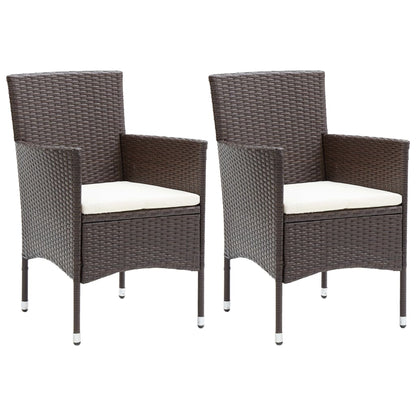 vidaXL 3 Piece Garden Dining Set Poly Rattan and Tempered Glass Brown