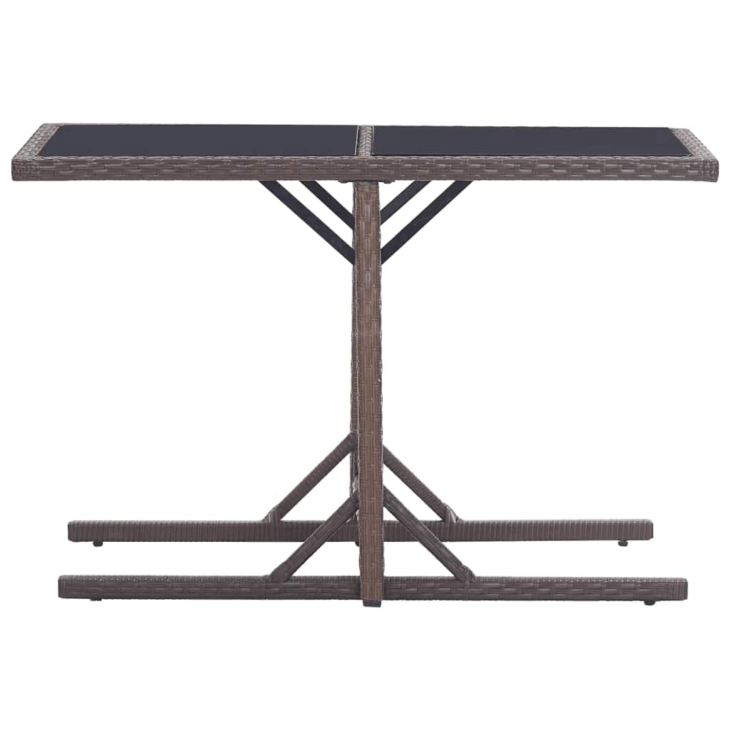 vidaXL 3 Piece Garden Dining Set Poly Rattan and Tempered Glass Brown