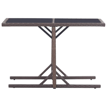 vidaXL 3 Piece Garden Dining Set Poly Rattan and Tempered Glass Brown