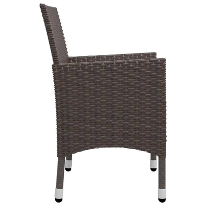 vidaXL 3 Piece Garden Bistro Set Poly Rattan and Tempered Glass Brown