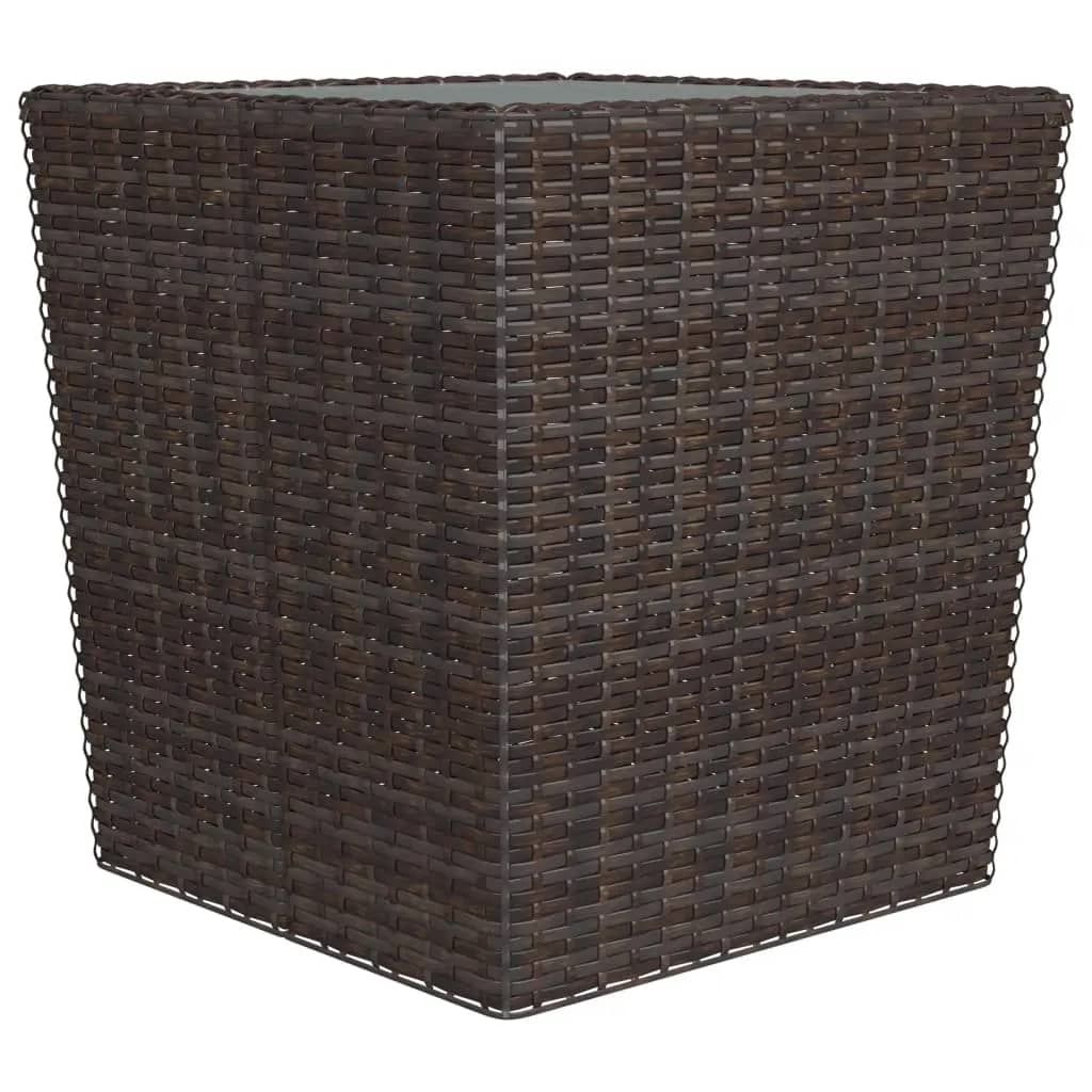vidaXL 3 Piece Garden Bistro Set Poly Rattan and Tempered Glass Brown