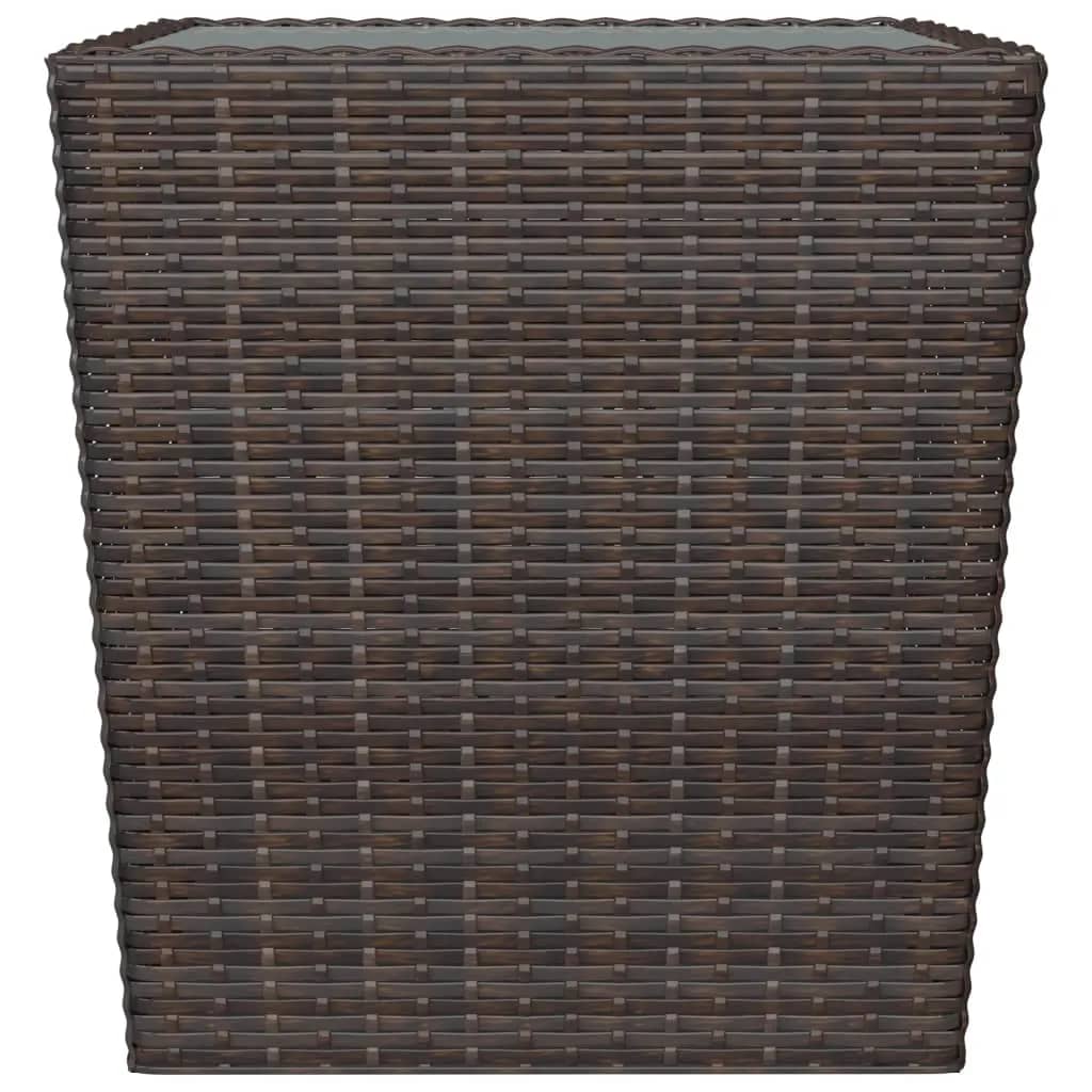 vidaXL 3 Piece Garden Bistro Set Poly Rattan and Tempered Glass Brown