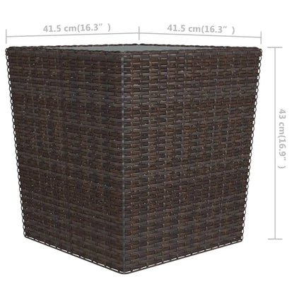 vidaXL 3 Piece Garden Bistro Set Poly Rattan and Tempered Glass Brown