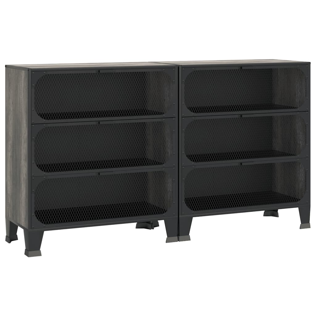vidaXL Storage Cabinet | Set of 2 | Grey | Metal, MDF | 72 x 36 x 82 cm