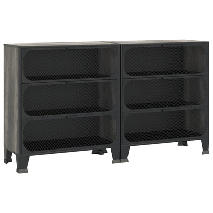 vidaXL Storage Cabinet | Set of 2 | Grey | Metal, MDF | 72 x 36 x 82 cm