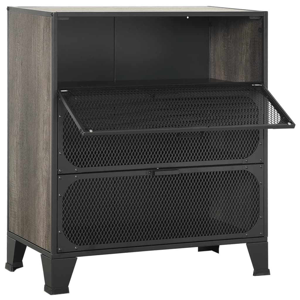 vidaXL Storage Cabinet | Set of 2 | Grey | Metal, MDF | 72 x 36 x 82 cm