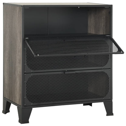 vidaXL Storage Cabinet | Set of 2 | Grey | Metal, MDF | 72 x 36 x 82 cm