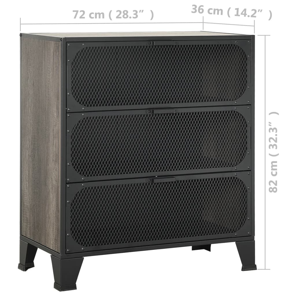 vidaXL Storage Cabinet | Set of 2 | Grey | Metal, MDF | 72 x 36 x 82 cm