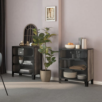 vidaXL Storage Cabinet | Set of 2 | Grey | Metal, MDF | 72 x 36 x 82 cm