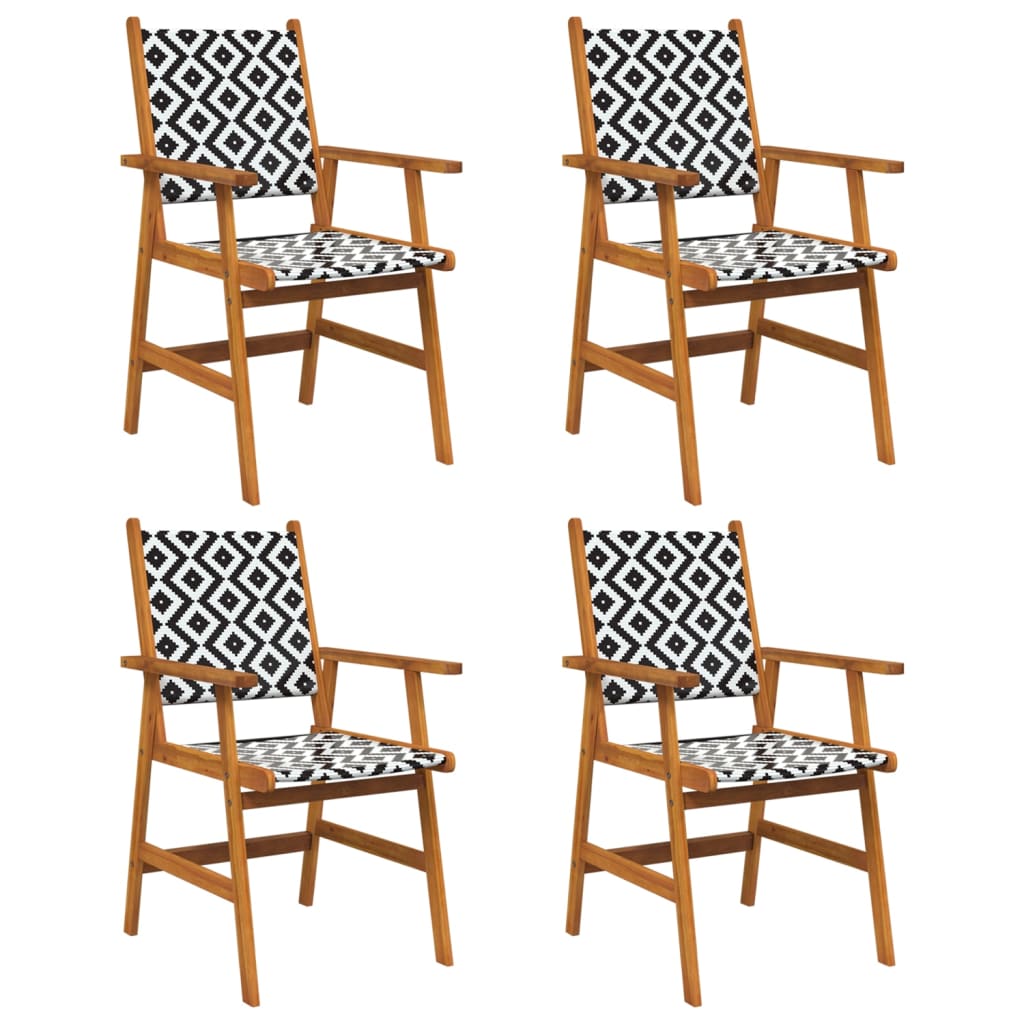 vidaXL Garden Chair | Set of 4 | Brown and Black/White Pattern