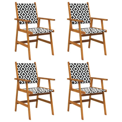 vidaXL Garden Chair | Set of 4 | Brown and Black/White Pattern