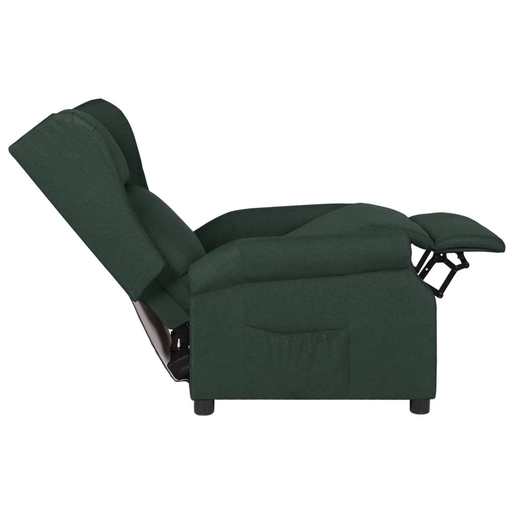 vidaXL Recliner Chair Dark Green Fabric
