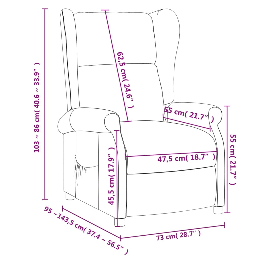vidaXL Recliner Chair Taupe Fabric