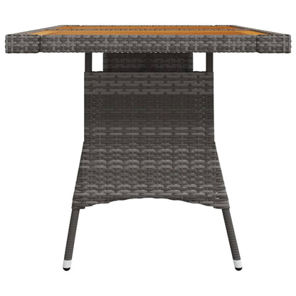 vidaXL Garden Table Grey 130x70x72 cm Poly Rattan & Solid Acacia Wood