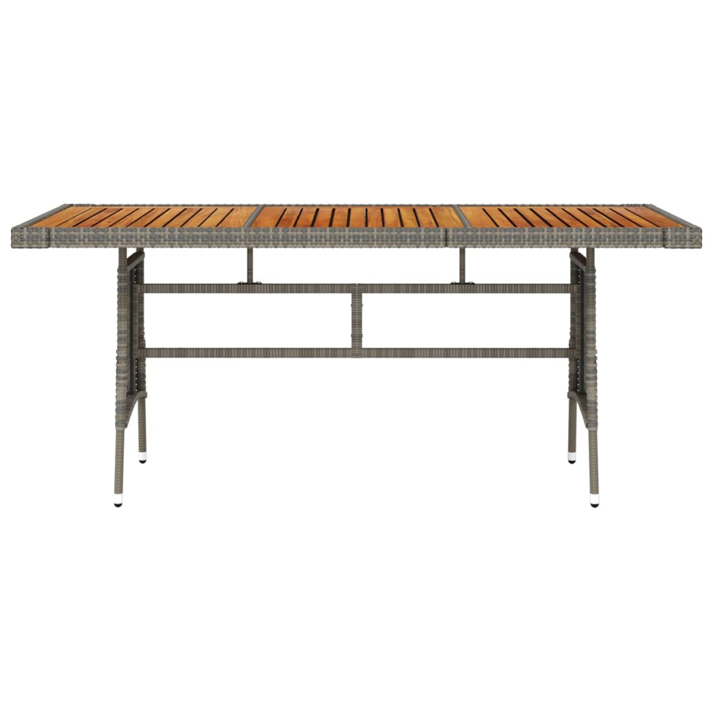 vidaXL Garden Table Grey 160x70x72 cm Poly Rattan & Solid Acacia Wood