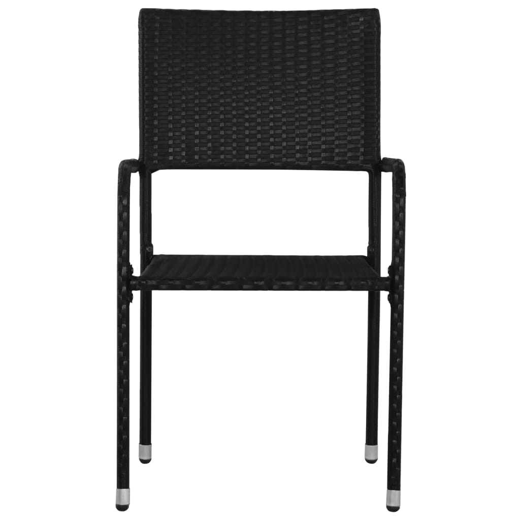 vidaXL Garden Dining Chair | Set of 2 | Black | PE rattan, steel