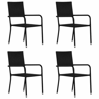 vidaXL Garden Dining Chair | Set of 4 | Black | PE rattan, steel | Medium