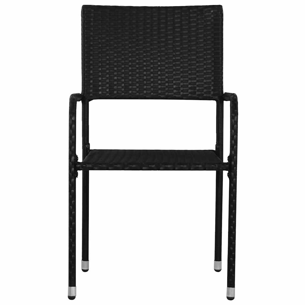 vidaXL Garden Dining Chair | Set of 4 | Black | PE rattan, steel | Medium