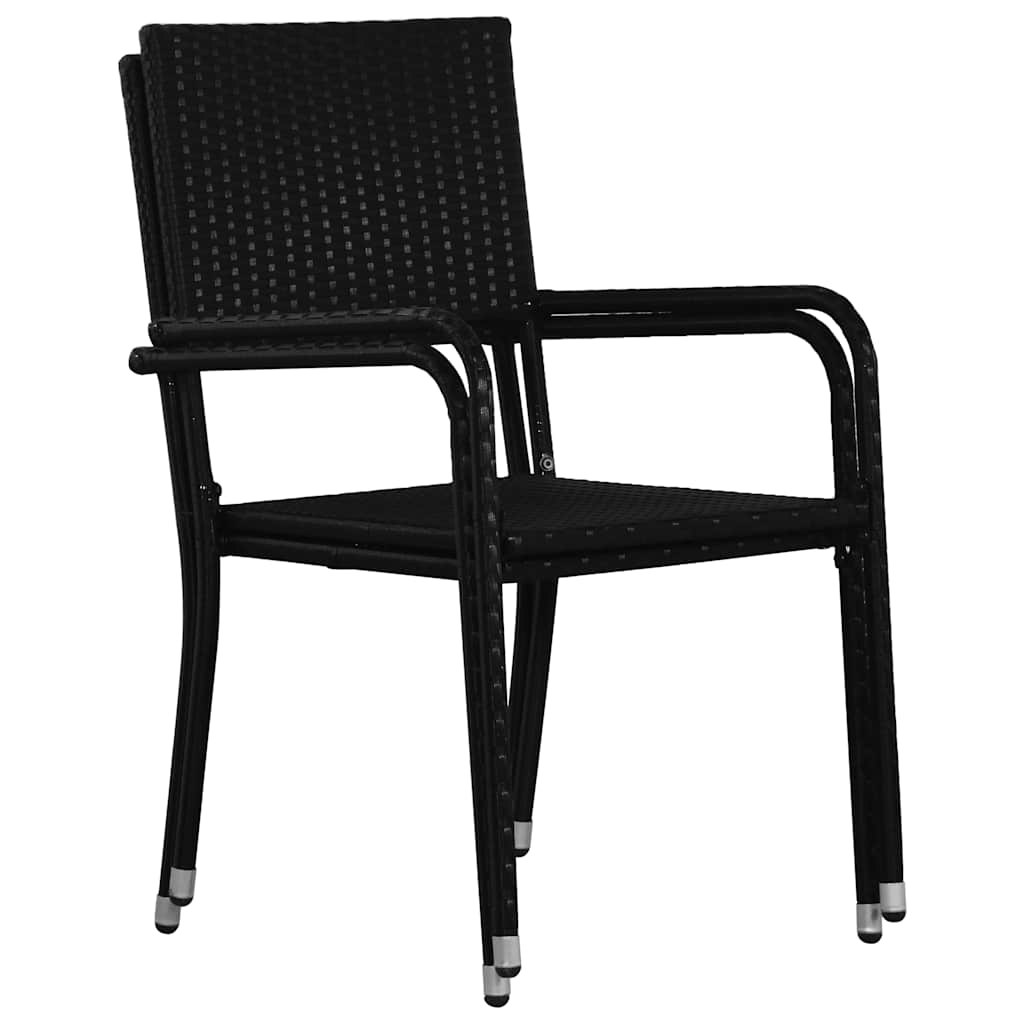 vidaXL Garden Dining Chair | Set of 4 | Black | PE rattan, steel | Medium