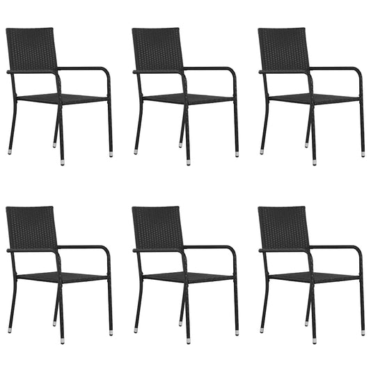 vidaXL Garden Dining Chairs 6 pcs Stackable Black Poly Rattan