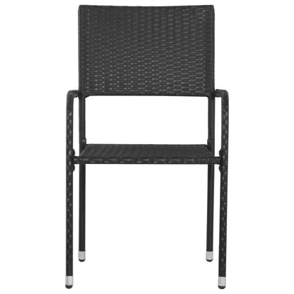 vidaXL Garden Dining Chair | Set of 6 | Black | Poly Rattan, Steel | Medium