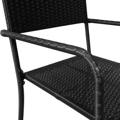 vidaXL Garden Dining Chair | Set of 6 | Black | Poly Rattan, Steel | Medium