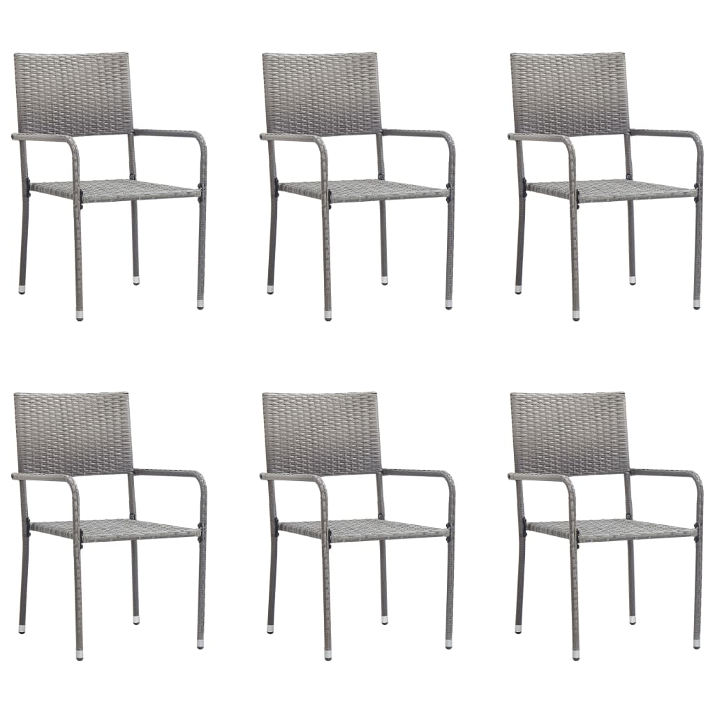 vidaXL Garden Dining Chair | Set of 6 | Grey | PE rattan, steel | Standard