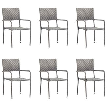 vidaXL Garden Dining Chair | Set of 6 | Grey | PE rattan, steel | Standard