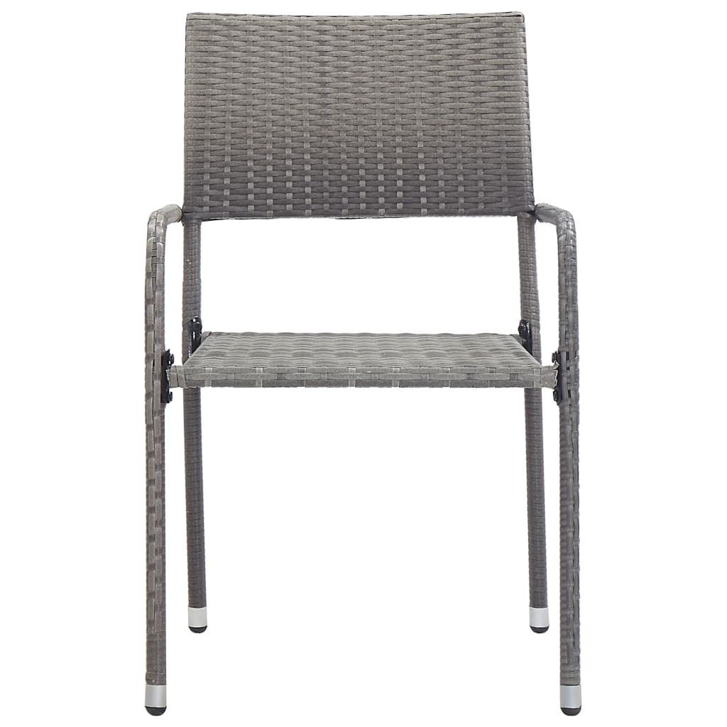 vidaXL Garden Dining Chair | Set of 6 | Grey | PE rattan, steel | Standard