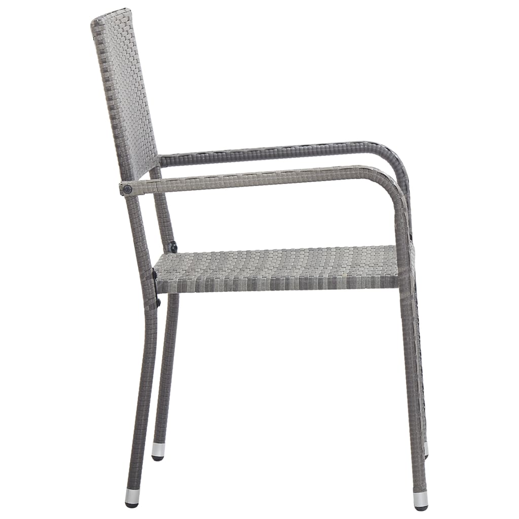 vidaXL Garden Dining Chair | Set of 6 | Grey | PE rattan, steel | Standard