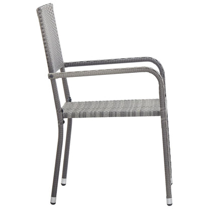 vidaXL Garden Dining Chair | Set of 6 | Grey | PE rattan, steel | Standard