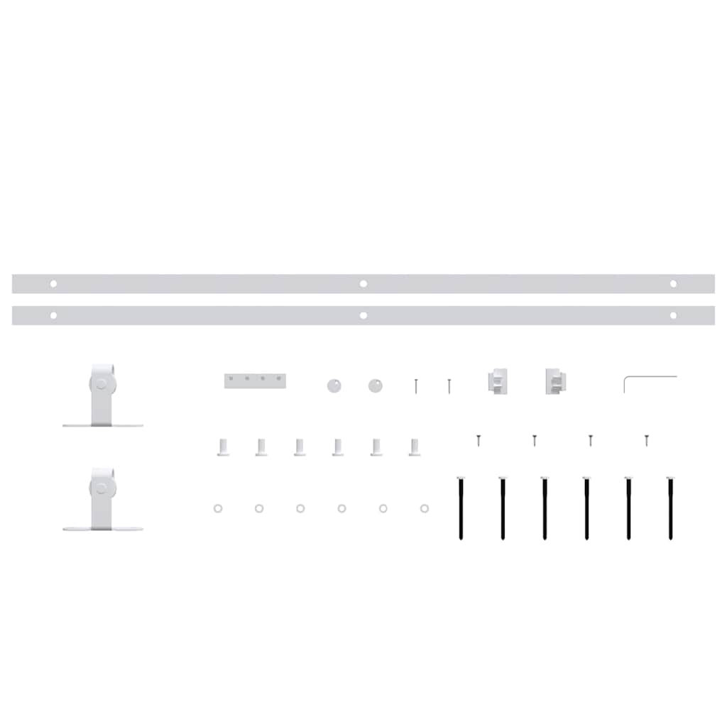 vidaXL Mini Sliding Cabinet Door Kit Carbon Steel White 200 cm