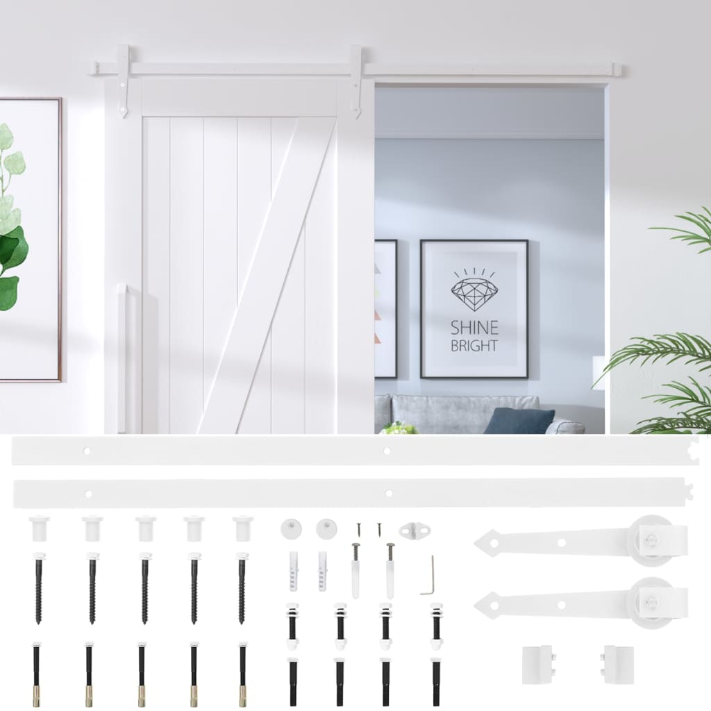vidaXL Sliding Door Hardware Kit 200 cm Steel White