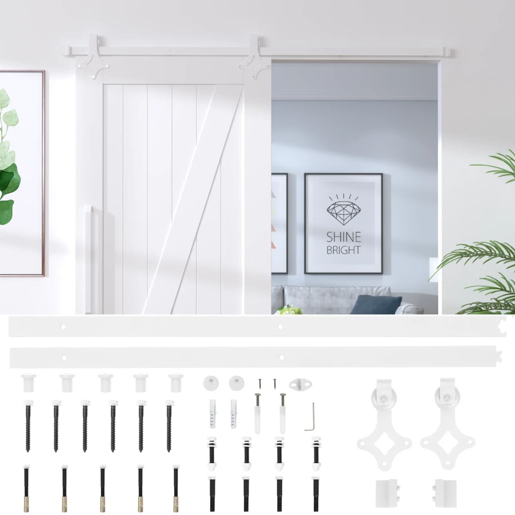 vidaXL Sliding Door Hardware Kit 200 cm Steel White