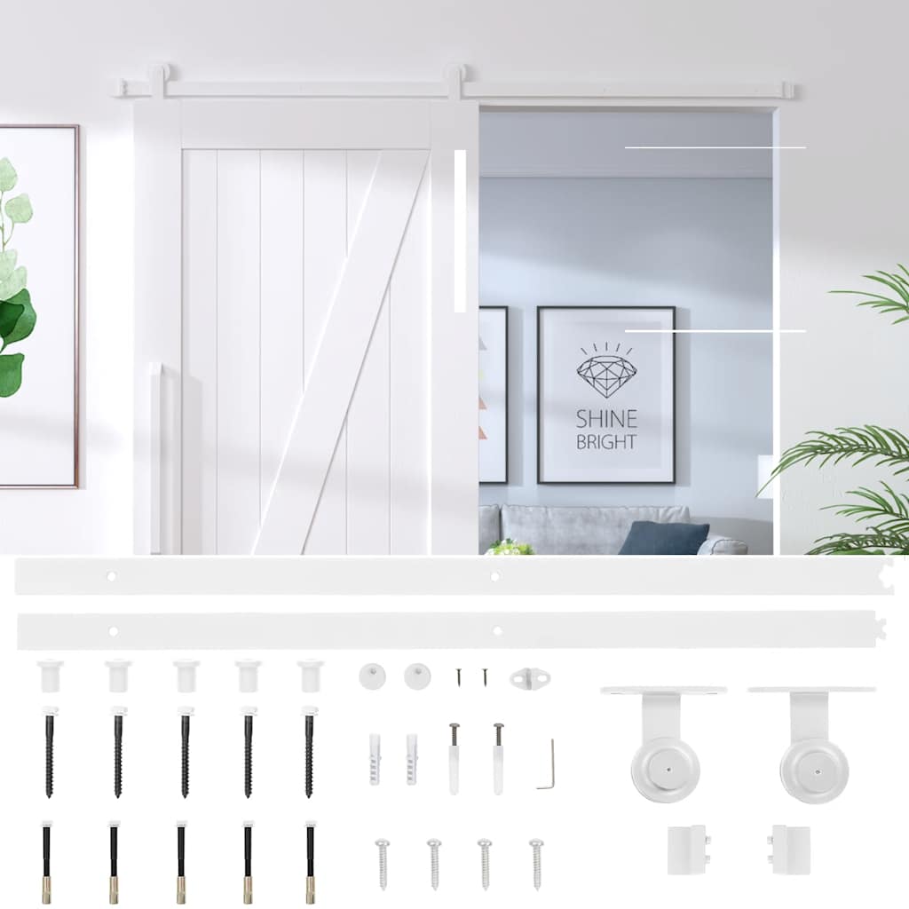 vidaXL Sliding Door Hardware Kit 183 cm Steel White